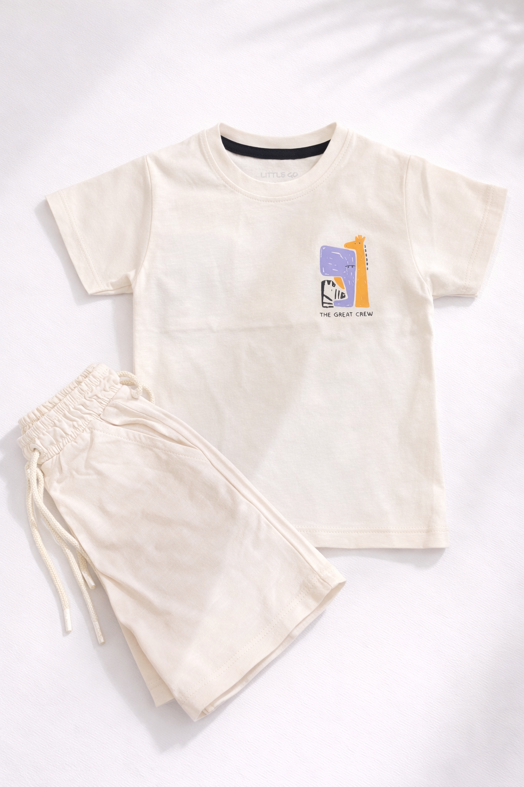 Cream Safari Kids T-Shirt & Shorts Set