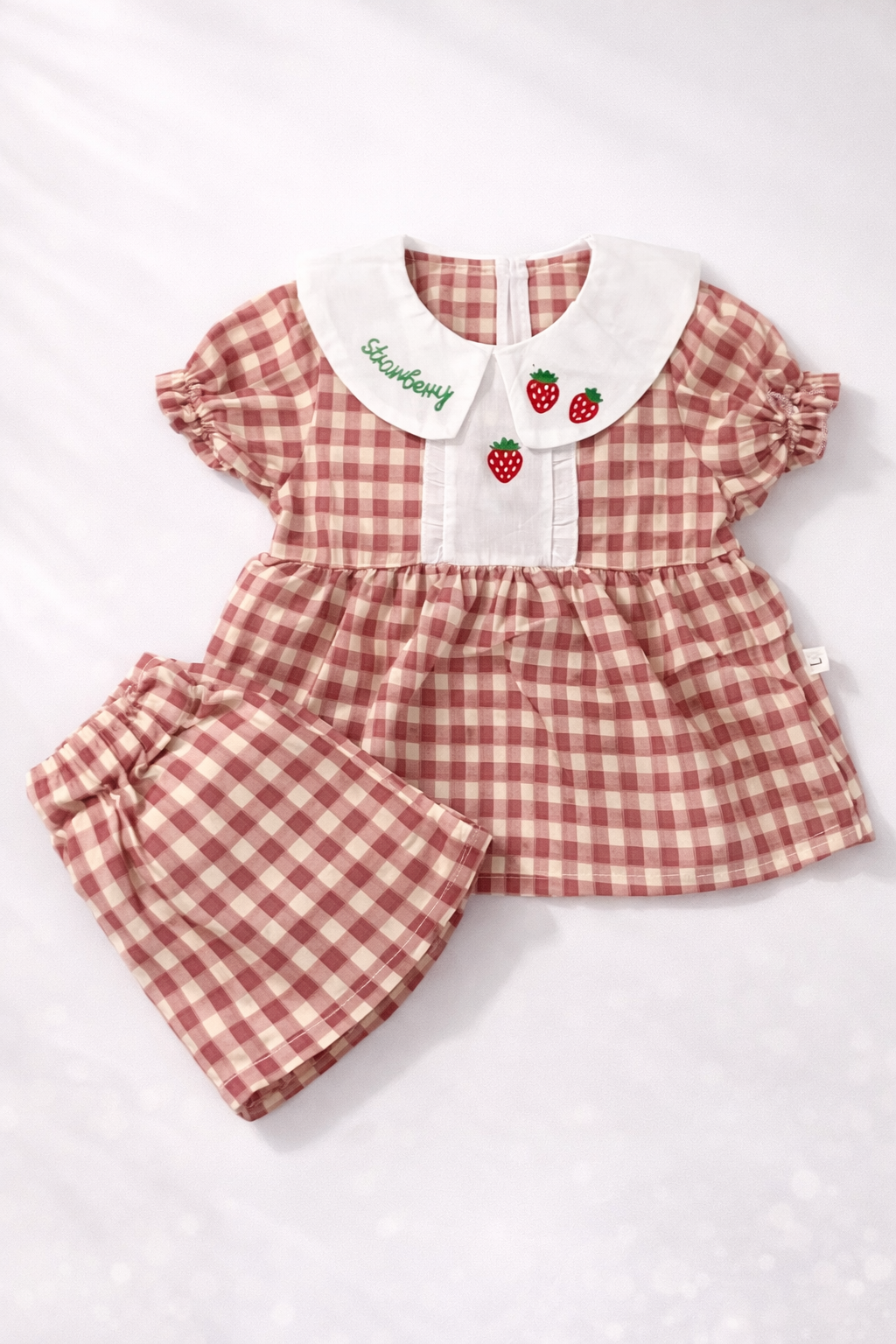 Strawberry Gingham Baby Girl Summer Set