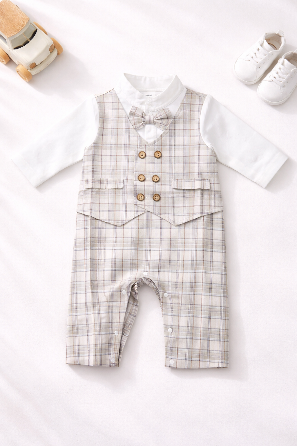 Classic Plaid Gentleman Baby Boy Romper Set