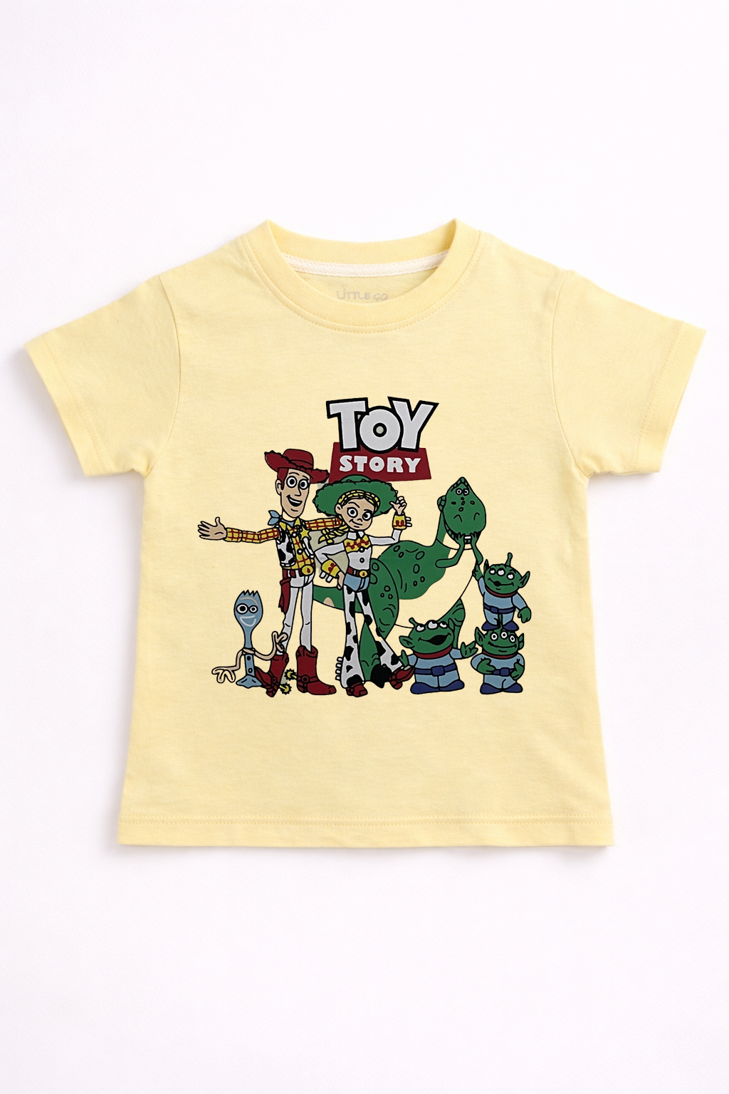 Boys Toy Story Character Graphic T-Shirt – Light Yellow Cotton Summer Tee