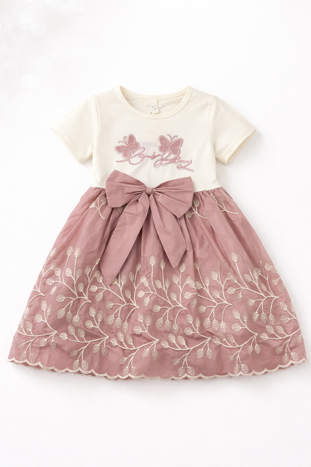 Butterfly Grace Bow Party Dress (Dusty Pink)