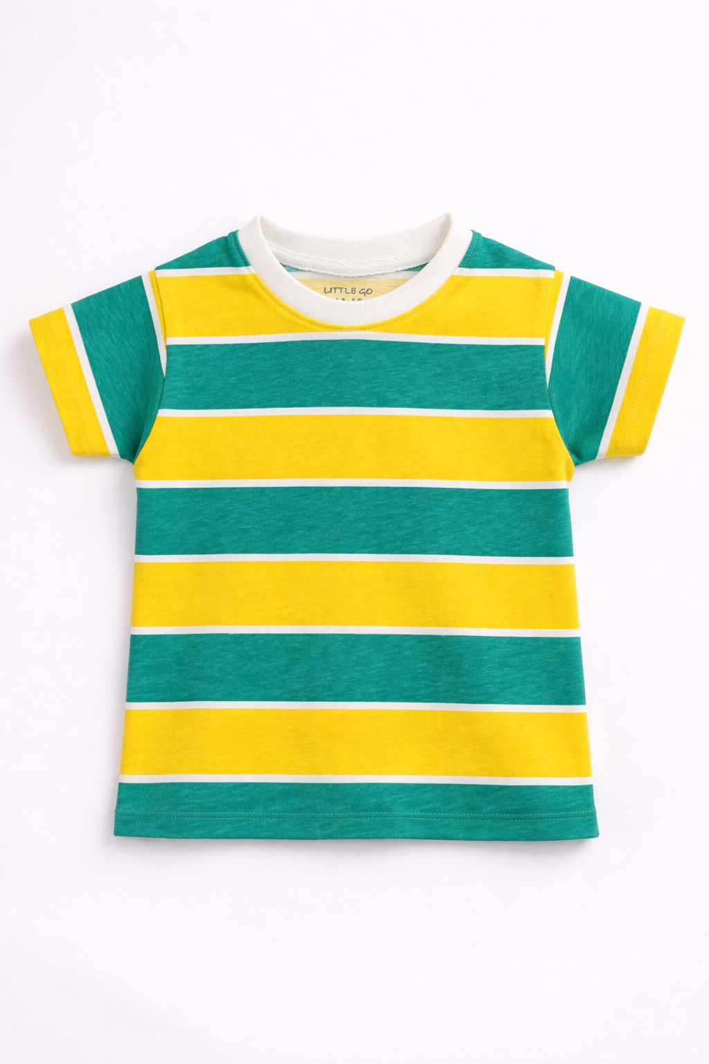 Boys Green & Yellow Striped T-Shirt – Soft Cotton Summer Casual Tee