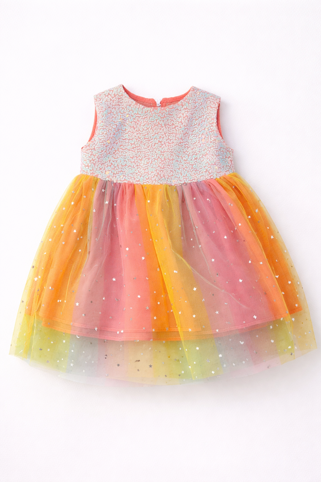 Sunset Rainbow Star Party Dress for Baby Girl
