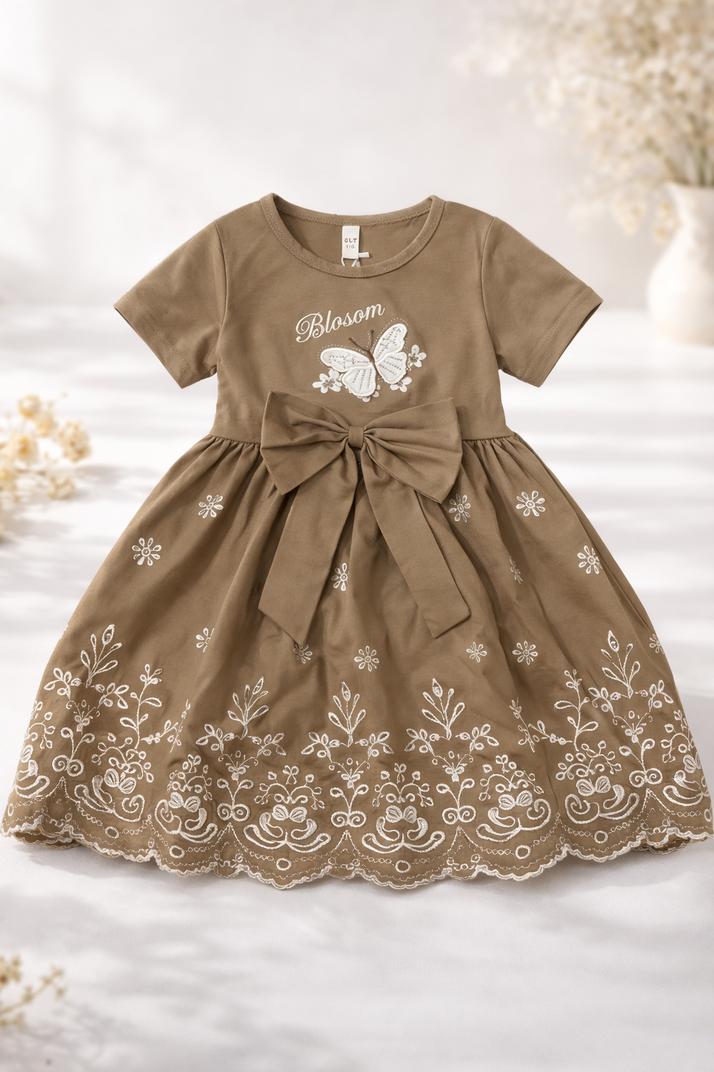 Blossom Charm Bow Dress (Mocha Brown)