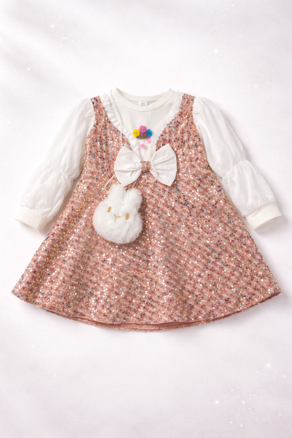 Sparkle Bunny Bow Party Dress for Girls