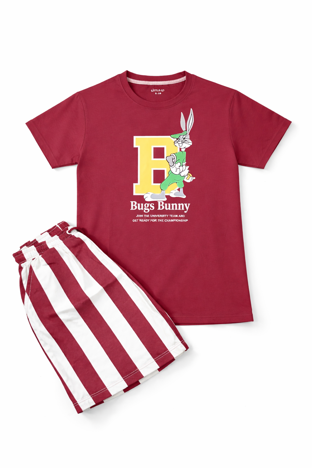 Bugs Bunny Red Kids Summer T-Shirt & Striped Shorts Set