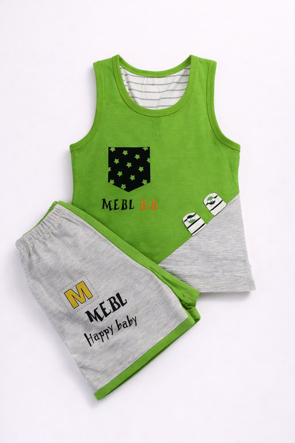 Baby Boys Green Sleeveless Summer Set – Tank Top & Shorts 2-Piece Outfit