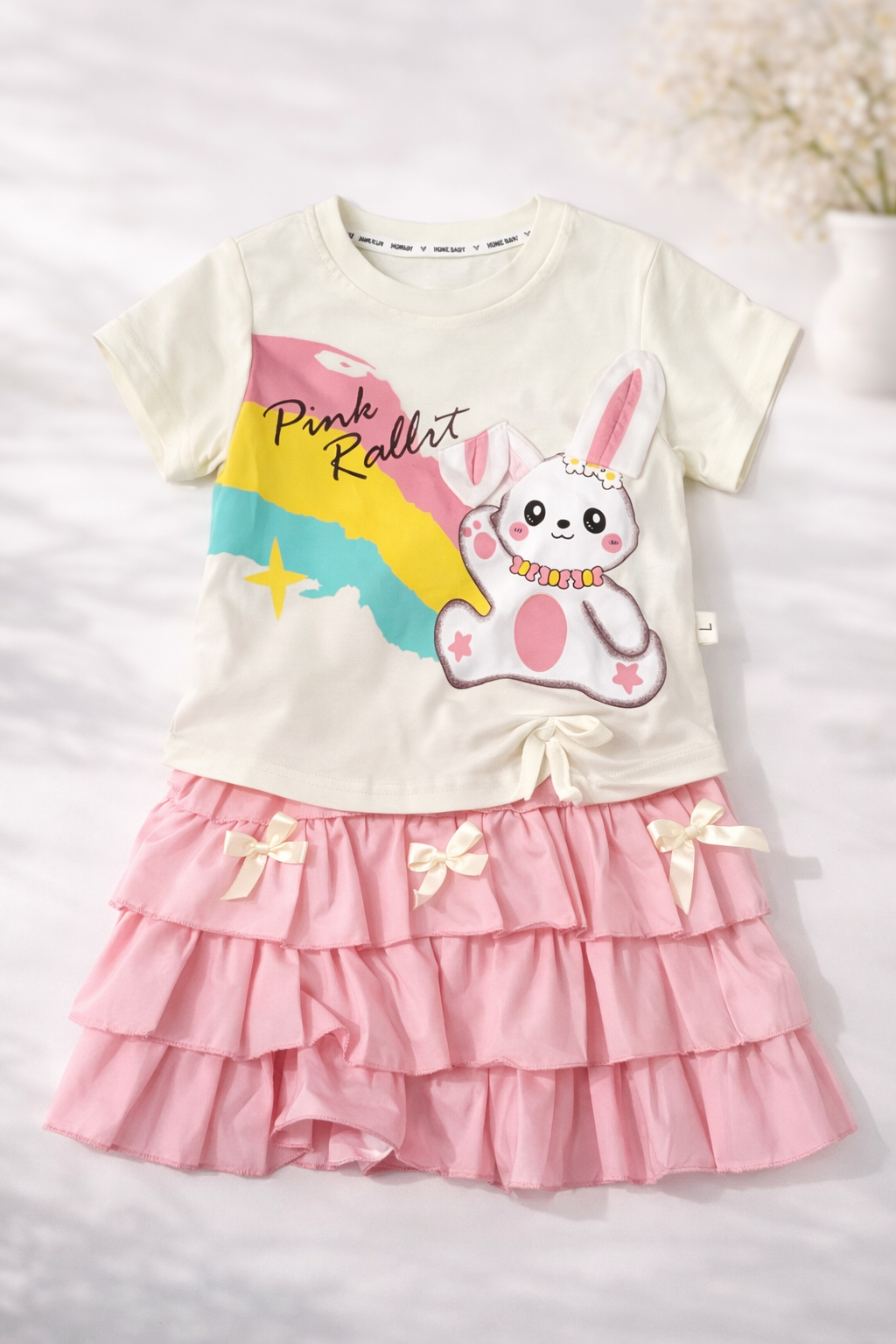 Pink Rabbit Rainbow 2-Piece Ruffle Skirt Set