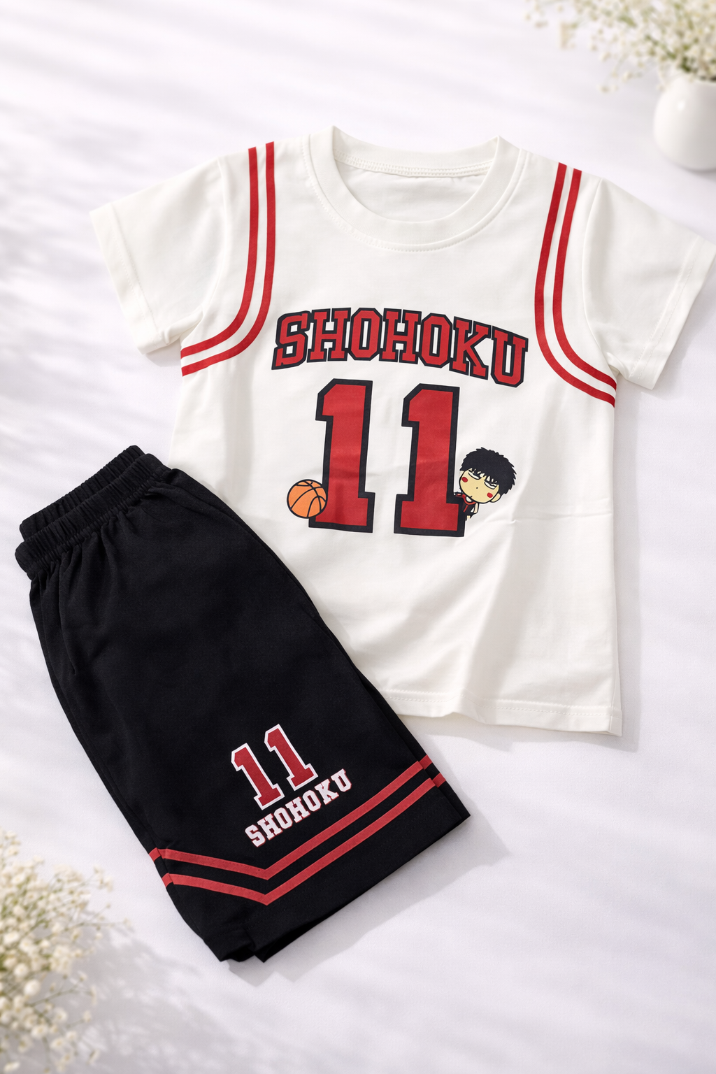 Shohoku 11 Basketball Co-Ord Set – White & Black