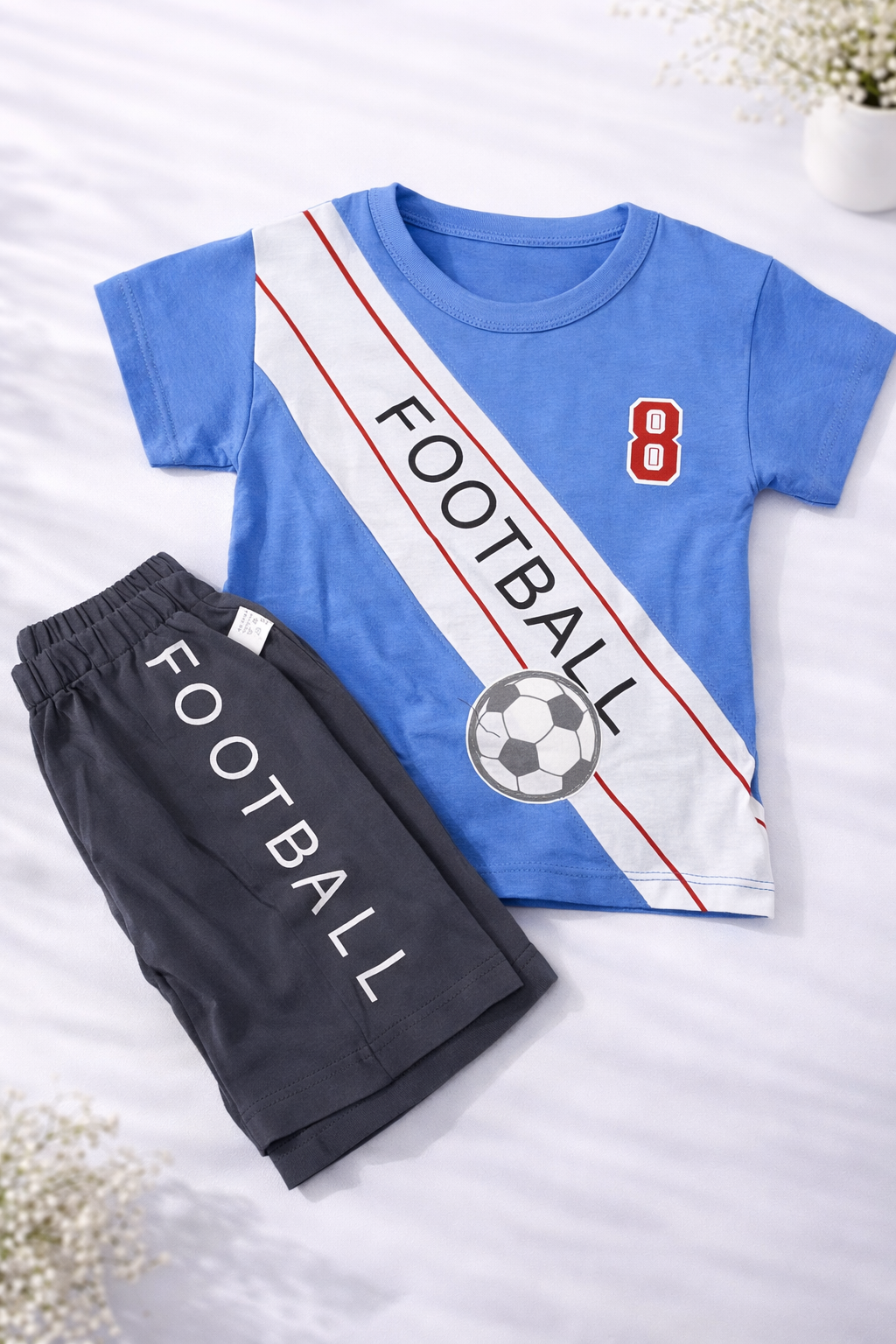 Football No.8 Sports Co-Ord Set – Sky Blue & Grey