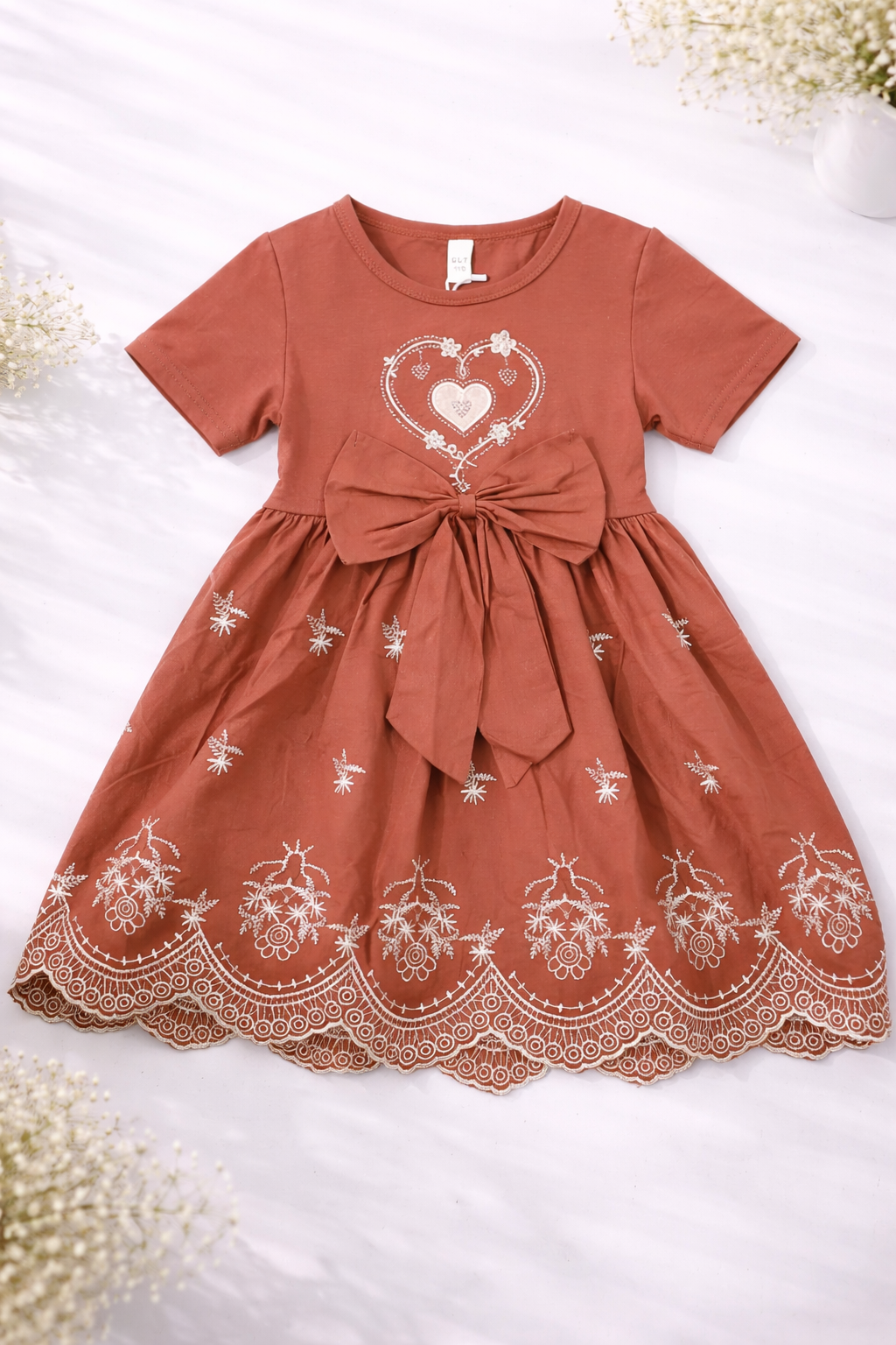 Rust Royal Heart Bow Party Dress