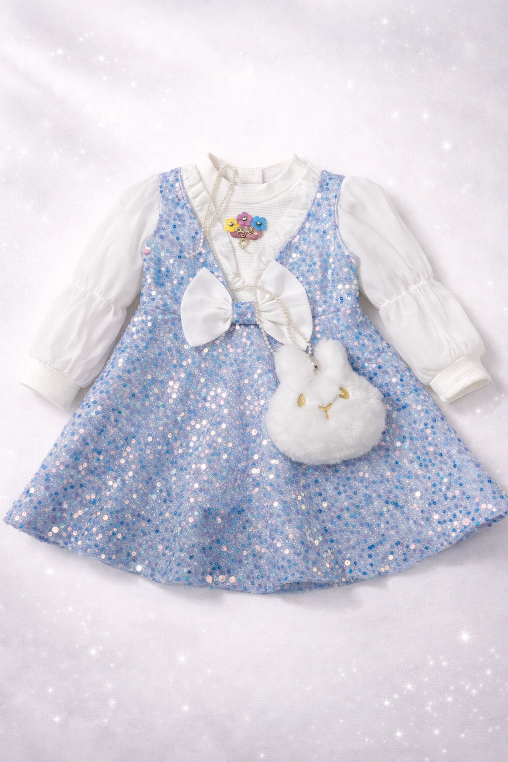 Princess Sparkle Bunny Party Dress – Sky Blue Edition