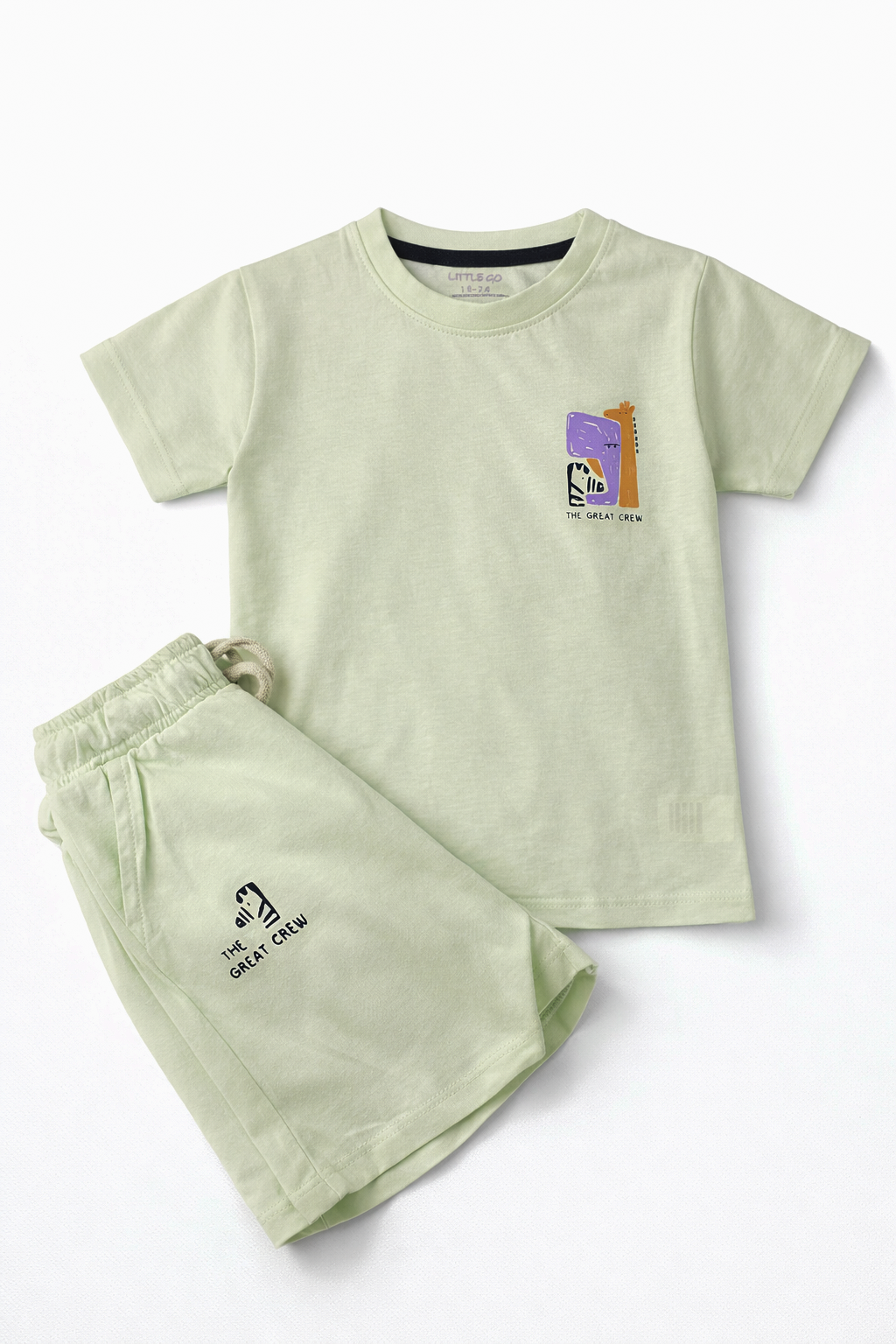 Safari Crew Light Green Kids T-Shirt & Shorts Set