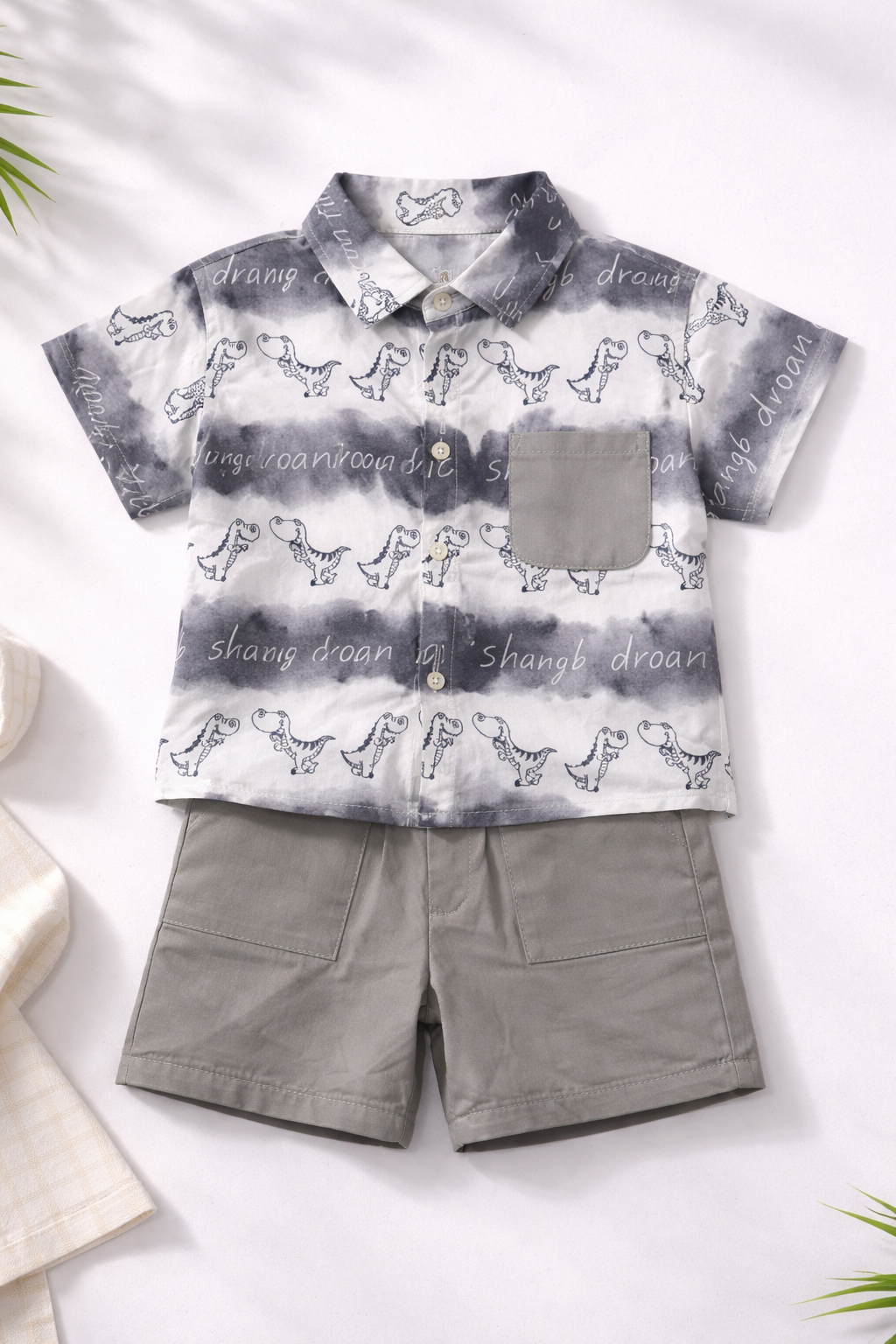 Dino Cool 3-Piece Summer Set – Grey Edition