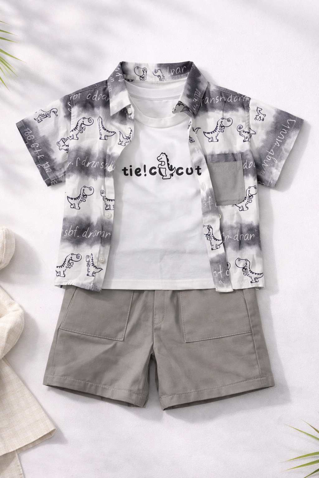 Dino Cool 3-Piece Summer Set – Grey Edition