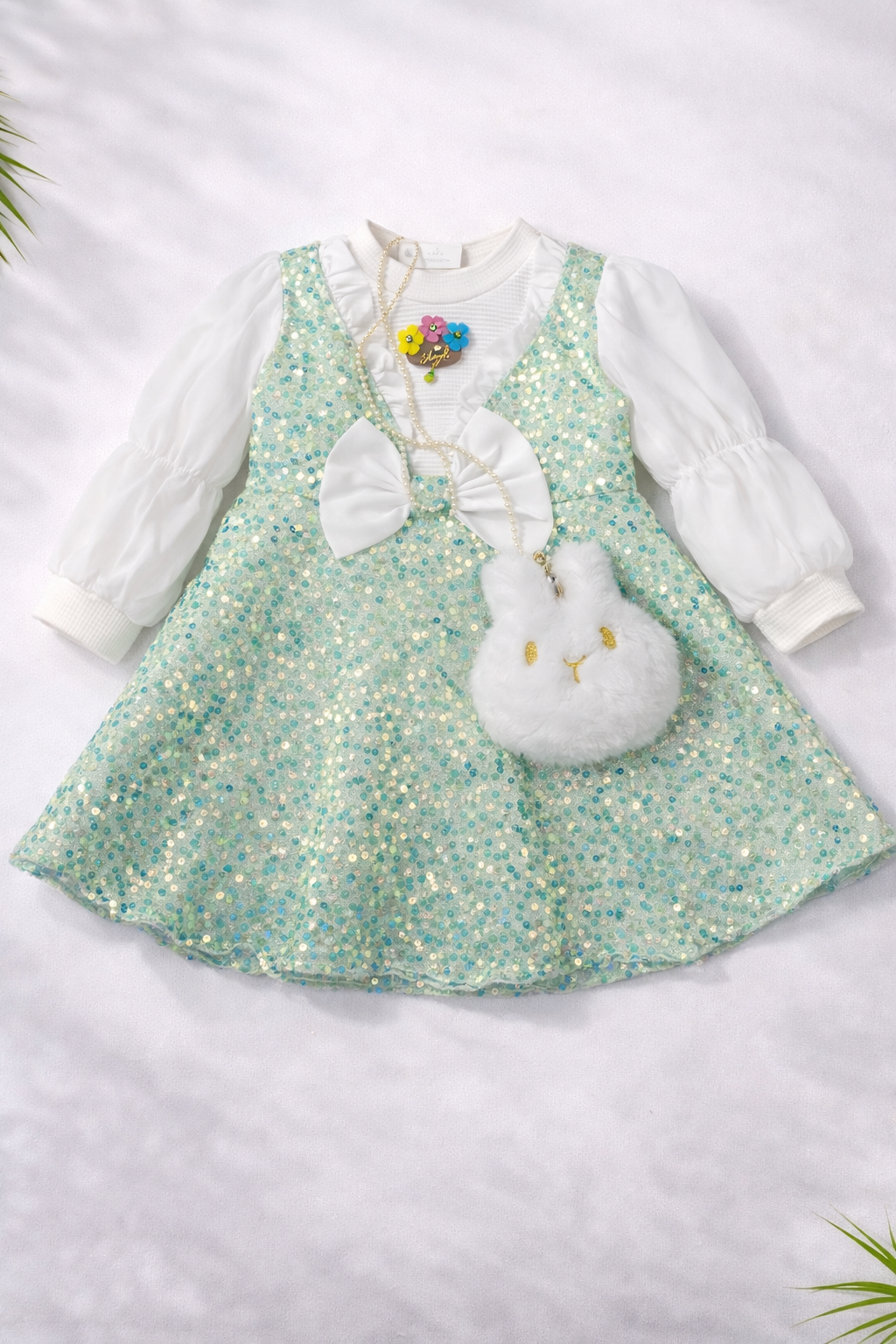 Princess Sparkle Bunny Party Dress – Mint Green Edition