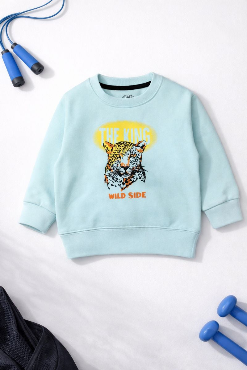 Boys Sky Blue Leopard Print Sweatshirt
