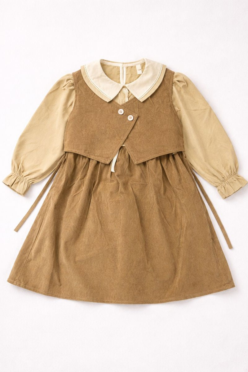 Girls Classic Layered Corduroy Dress