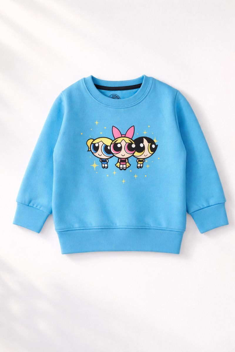 Girls Sky Blue Cartoon Co-Ord Set