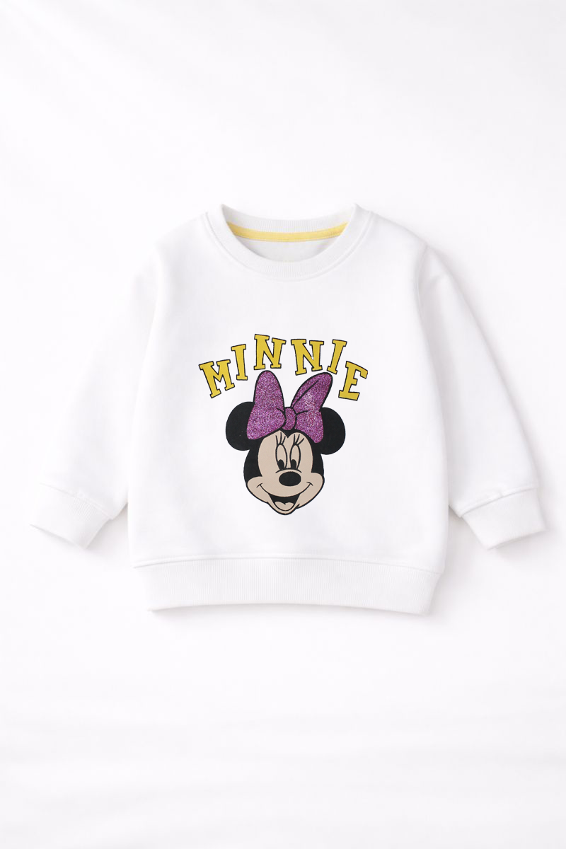 Girls White Minnie Print Sweatshirt