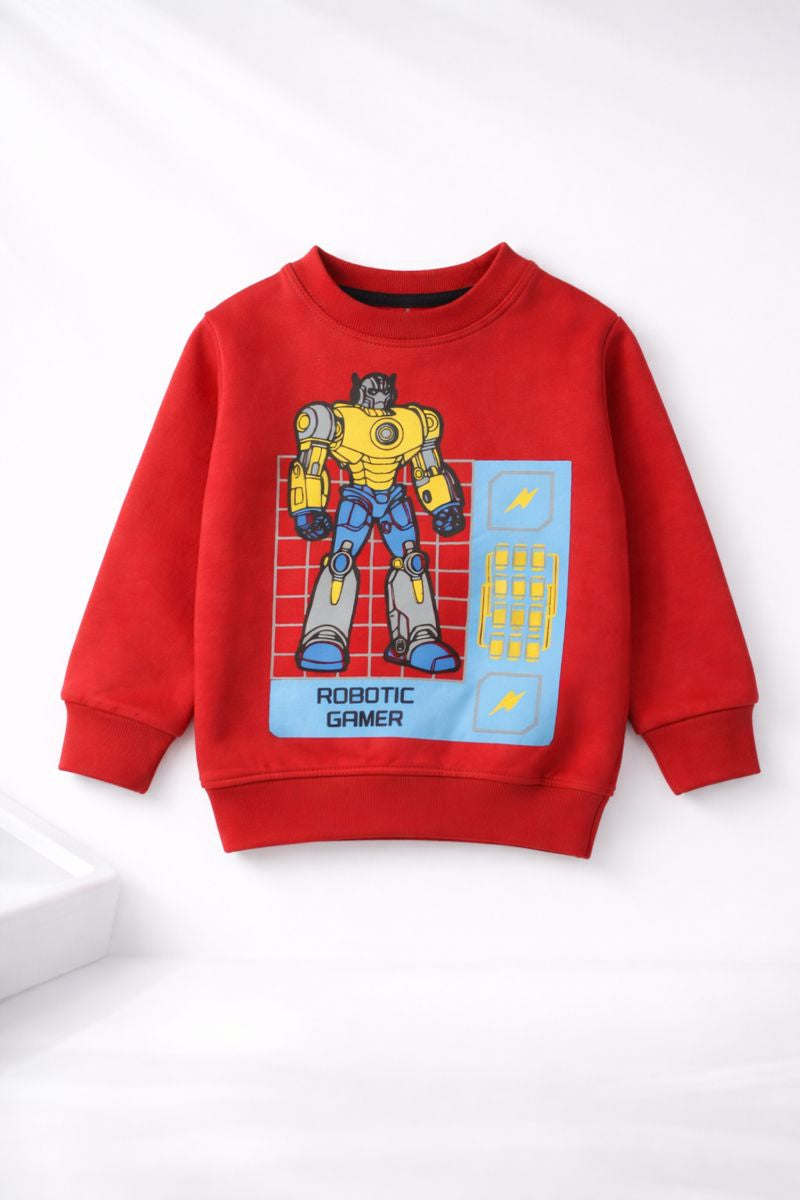 Boys Red Robotic Gamer Sweatshirt