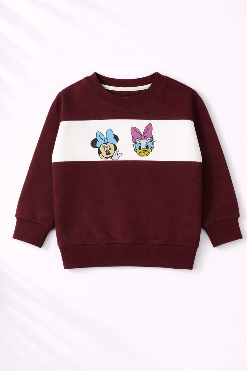 Girls Maroon Cartoon Co-Ord Set