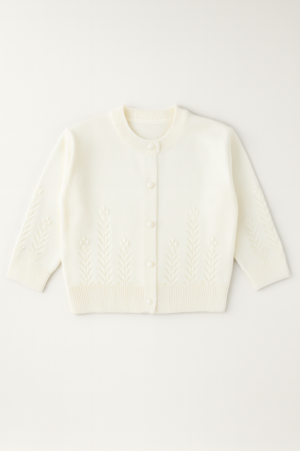 Baby Girl Cream Textured Knit Cardigan