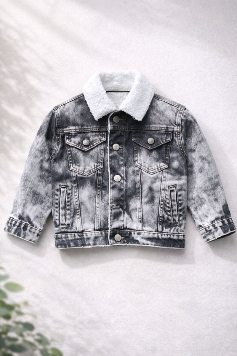 Kids Sherpa Collar Denim Jacket – Warm Fleece Lined Winter Jacket for Boys & Girls
