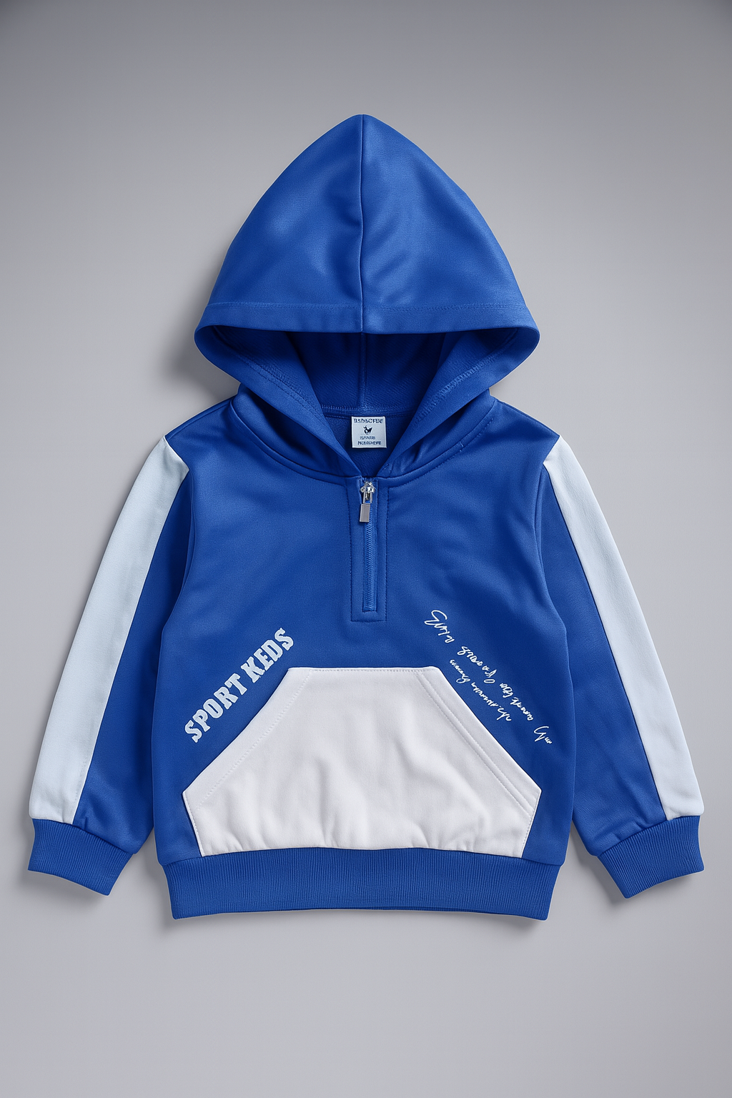 Kids Sport Style Blue Half-Zip Hoodie 2 Pc