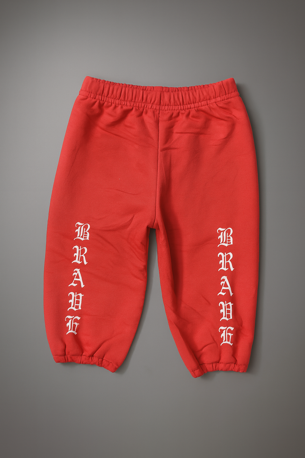 Kids Red “BRAVE” Printed Hoodie Tracksuit – 2 Piece Set