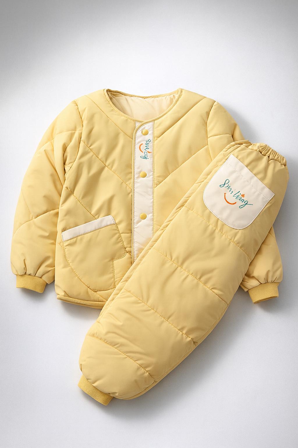 Baby Quilted Winter Sleeping Suit Set – 2-Piece Padded Jacket & Footed Bottom