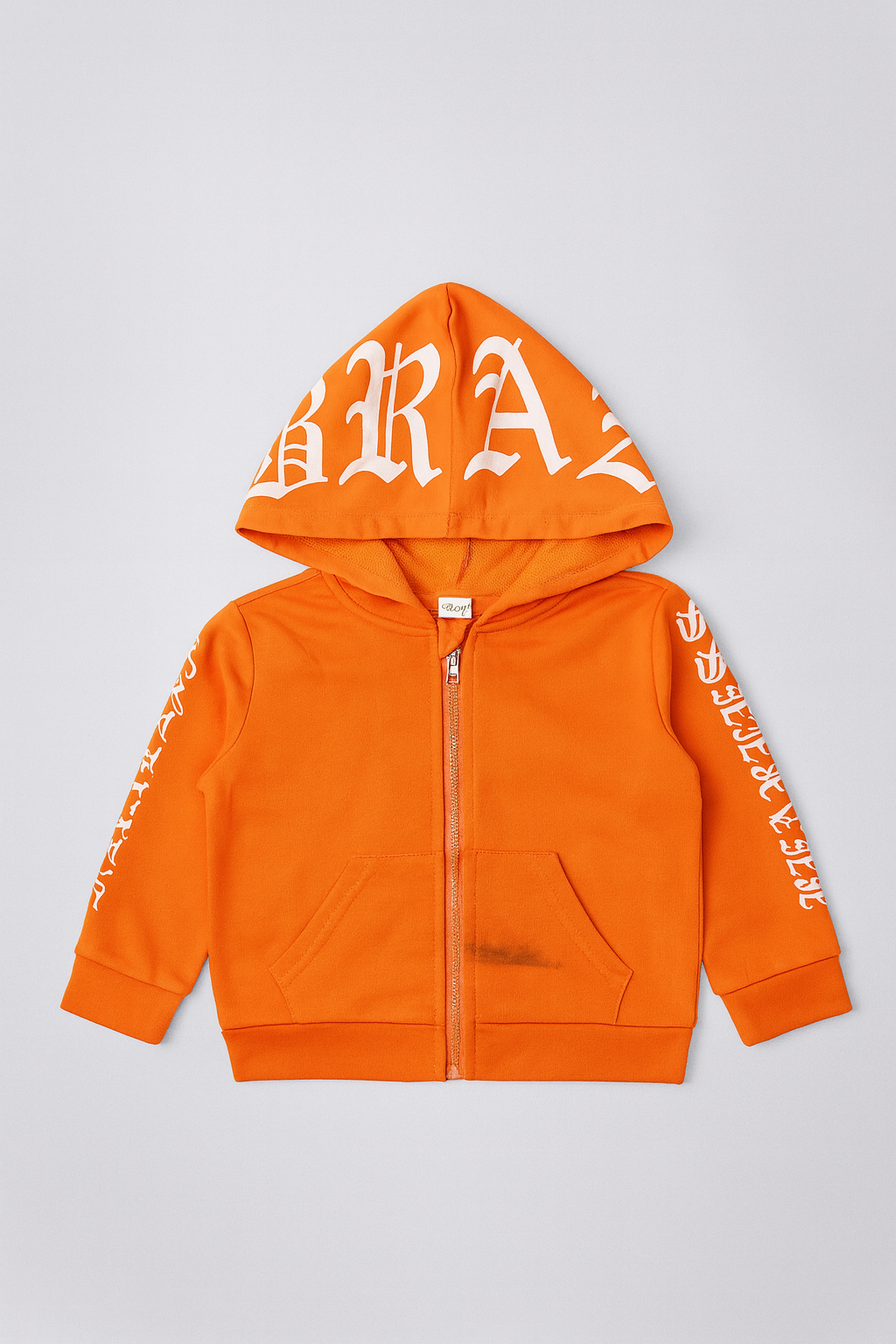 Kids Orange BRAVE Printed Hoodie & Jogger Set (2-Piece Tracksuit)