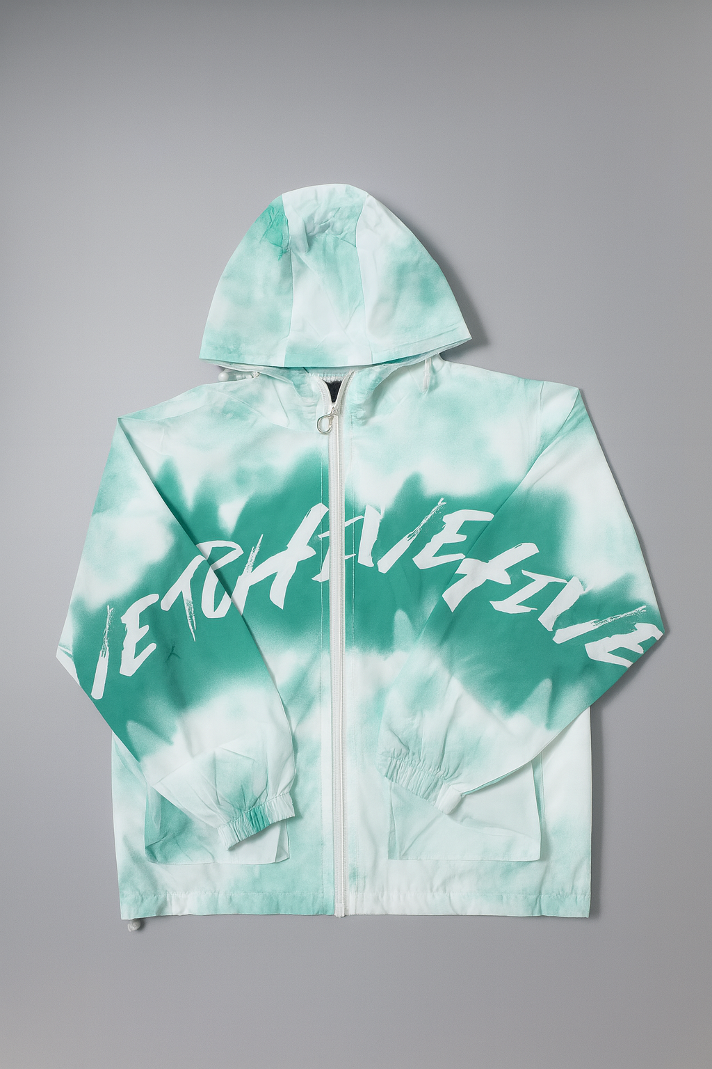 Kids Green & White Tie-Dye Zip-Up Hoodie Jacket