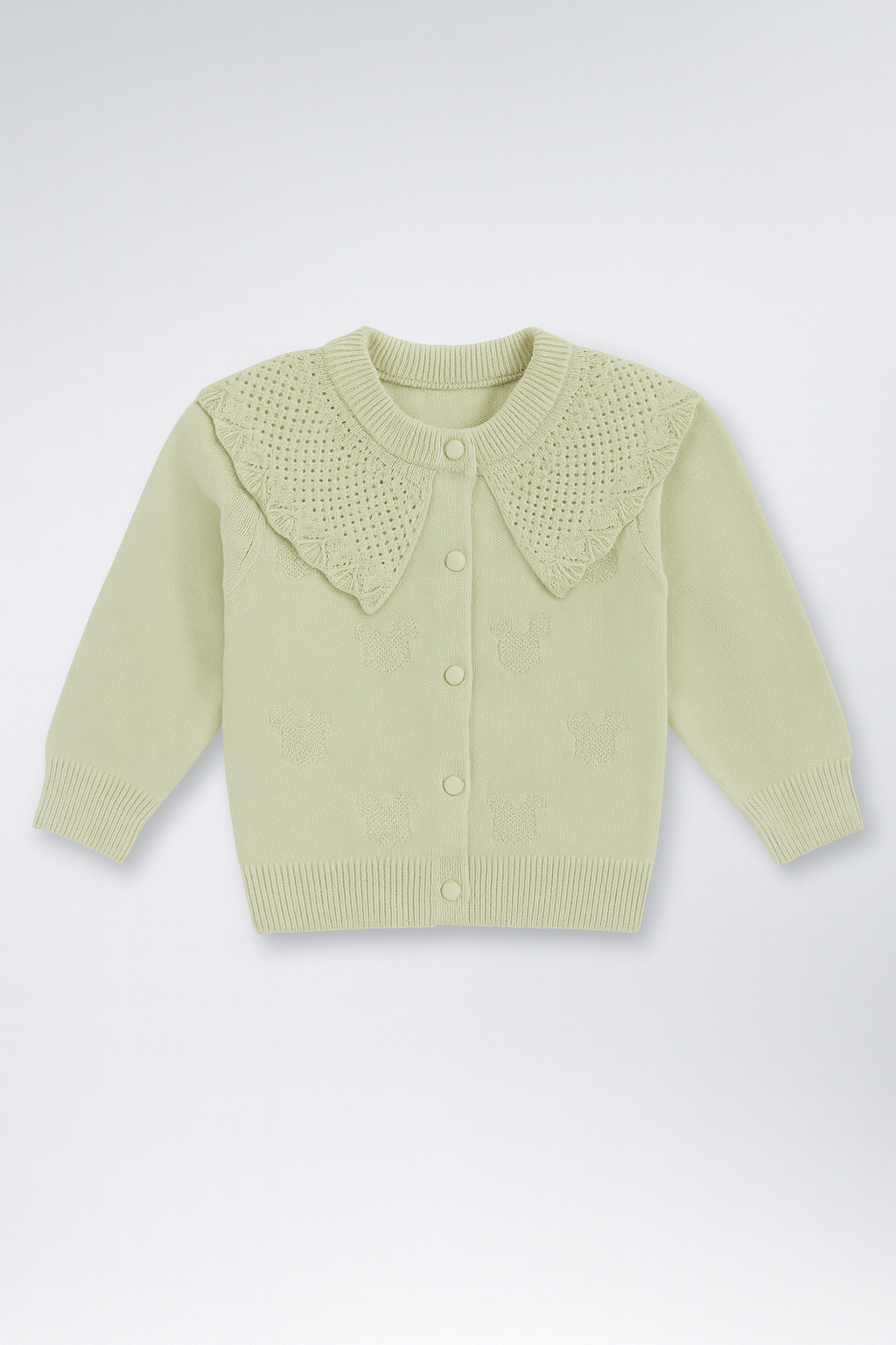 Mint Lace-Collar Knit Cardigan
