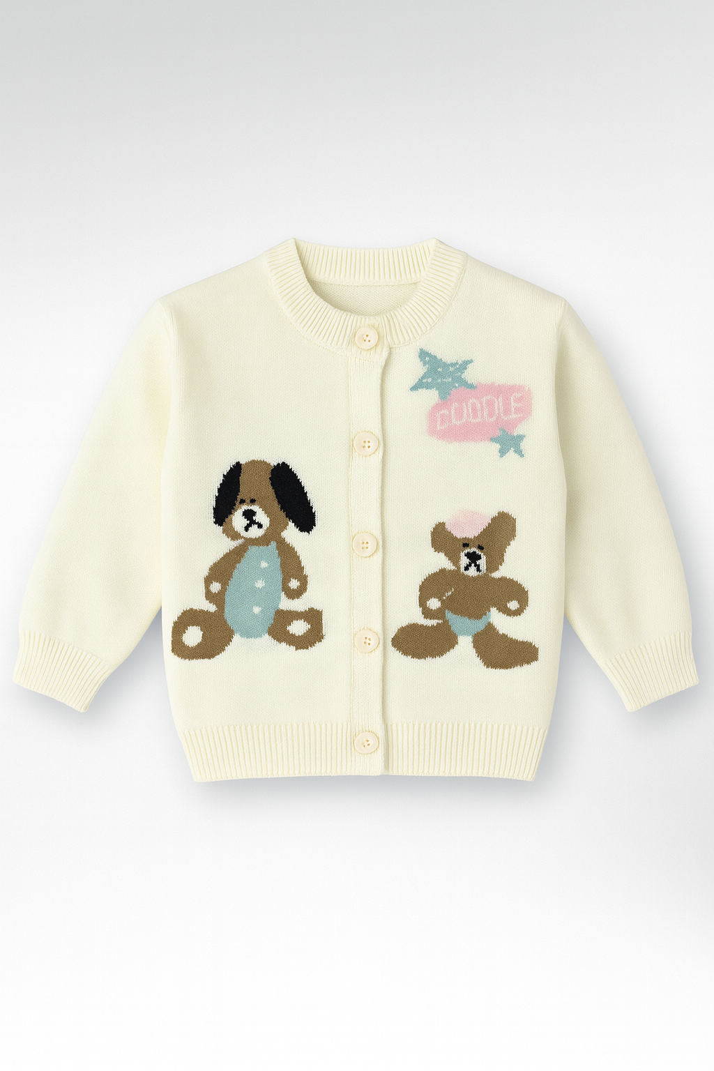 Cream Cuddle Friends Knit Cardigan